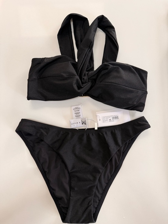 Milly- Olivia Black Twist Bandeau Bikini with Cross Straps - Picture 5 of 11